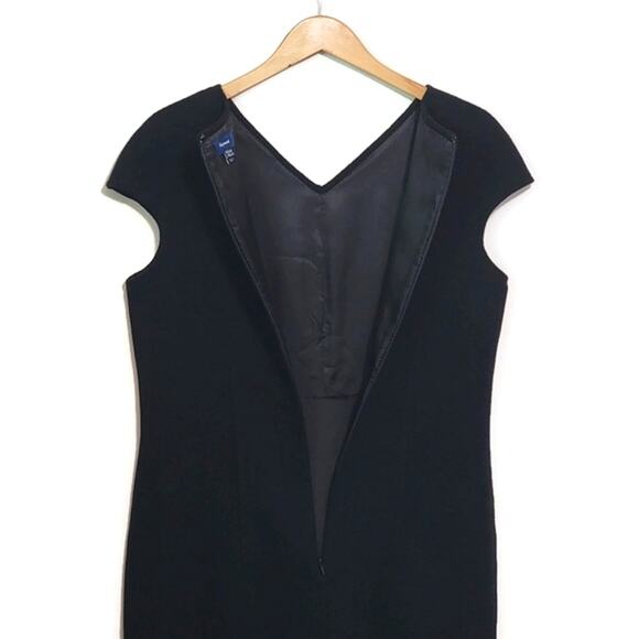 Faconnable Wool Cashmere V Neck Short Sleeve Black Midi Sheath Dress Size 14 - Picture 11 of 15